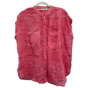 Anthropologie Holding Horses Linen Top Pink Sleeveless High-Low Hem Small